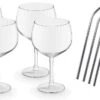 4x Verres à Gin Tonic / Verres à Cocktail Transparents 650 Ml - Y Compris 4x Pailles Réutilisables En Acier Inoxydable