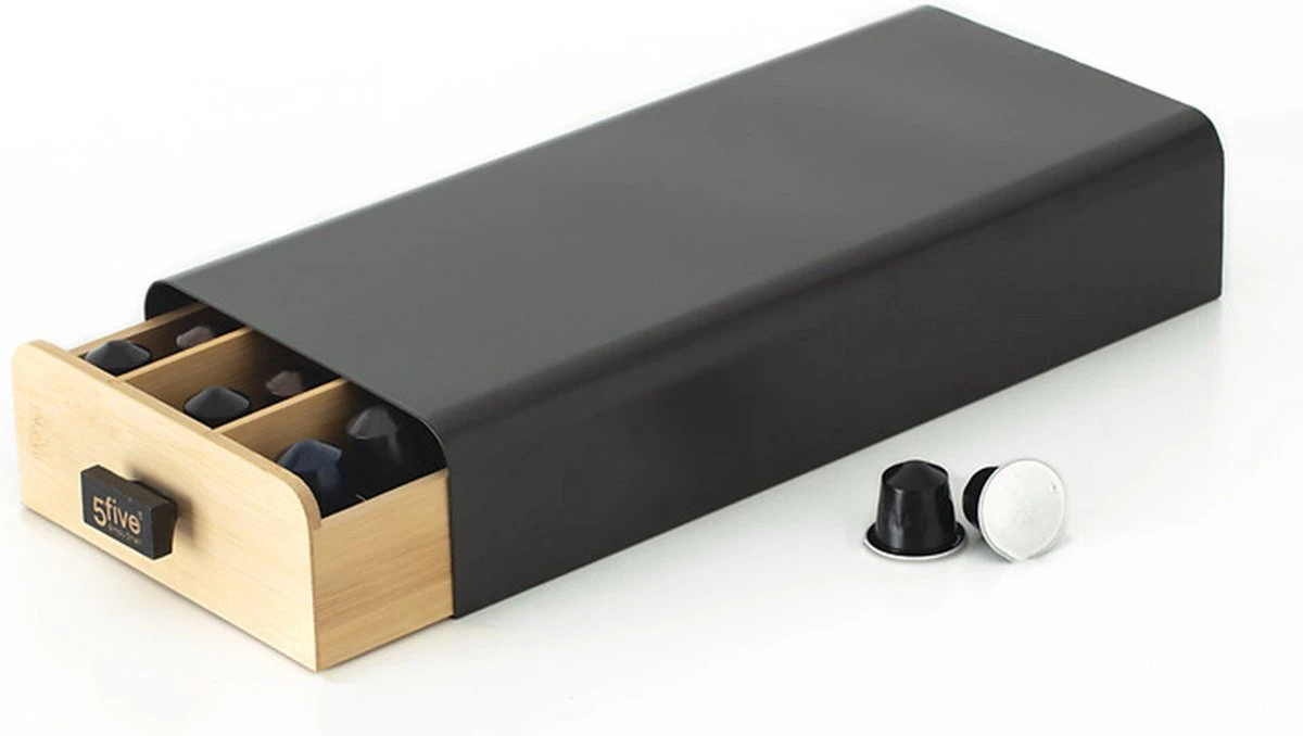 Porte-gobelet à Café Five® En Métal Avec Bambou - Zwart - Compartiments De Tri Et Réglables Et Extensibles - Petit (30 Capsules) 9 Porte-gobelet à Café Five® En Métal Avec Bambou - Zwart - Compartiments De Tri Et Réglables Et Extensibles - Petit (30 Capsules) – Image 9