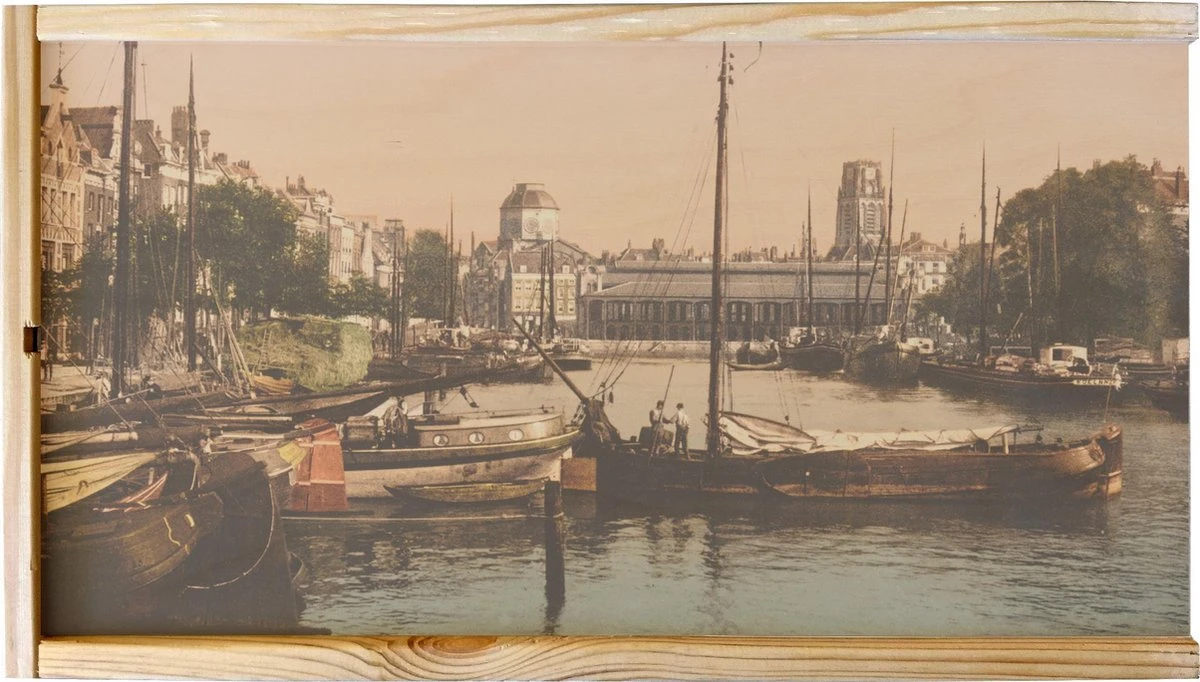 Boîte à Vin - Old Cityscape Rotterdam - Old Fish Market At The Leuvehaven - Old Photo Print On Wood Box - 19x36 Cm 1 Boîte à Vin - Old Cityscape Rotterdam - Old Fish Market At The Leuvehaven - Old Photo Print On Wood Box - 19x36 Cm