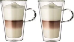 Louvira - Verres à Latte Macchiato - 400 Ml - 2 Pièces - Verres à Thé - Verres à Double Paroi - Verres à Latte Macchiato à Double Paroi - Verres à Latte - Verres à Café - Verres à Cappuccino