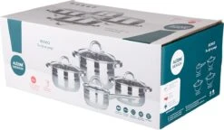 Altom Design Remo Set De Casseroles 8 Pièces Avec Cocotte - Casserole - Inox - 8 Pièces - Ø 14/16/18/22 Cm - Convient à Tous Feux - Argent -Cuisine Fournitures Magasin 1200x699 2