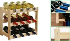 Casier à Vin - 38x43,5x25 Cm (LxlxP) - Bois - 12 Bouteilles - Casier à Bouteilles Modulaire Et Empilable - Porte-bouteilles Debout -Cuisine Fournitures Magasin 1200x699 4
