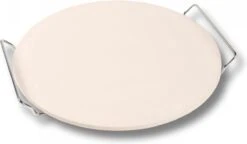 Pierre à Pizza Nonna Ø30,5 Avec Grille De Service En Acier Inoxydable - Plaque à Pizza En Pierre / Plaque De Four (11 Mm D'épaisseur) Pour Four Et Barbecue (BBQ) - Maximum 600 Degrés Celsius