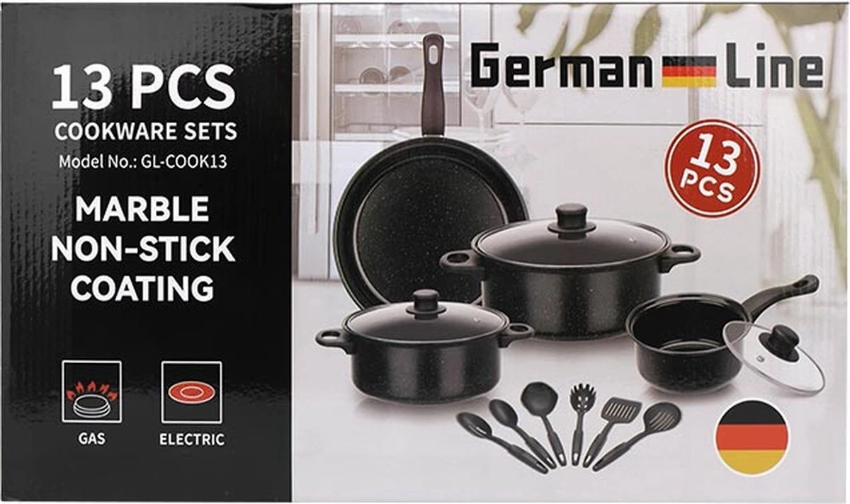 German Line Soft Grip - Ensemble De Casseroles 13 Pièces - Convient Pour Le Gaz Et L'induction 1 German Line Soft Grip - Ensemble De Casseroles 13 Pièces - Convient Pour Le Gaz Et L'induction