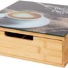Boîte De Rangement Pour Café Et Thé - Bambou - 30x30x10 Cm Der Dolce Gusto - Nespresso - Capsules Dolce Gusto - Tasses à Café - Porte-gobelet Pour Cafetière En Bamboe