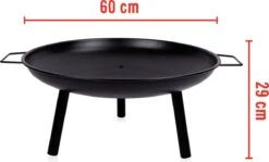 Brasero Pour BBQ - Panier à Feu Extérieur - Cheminée De Patio - Avec Poignées - 60 X 29 CM - Acier - Zwart - Avec Grilles Pour Le BBQ - Barbecue -Cuisine Fournitures Magasin 1200x724