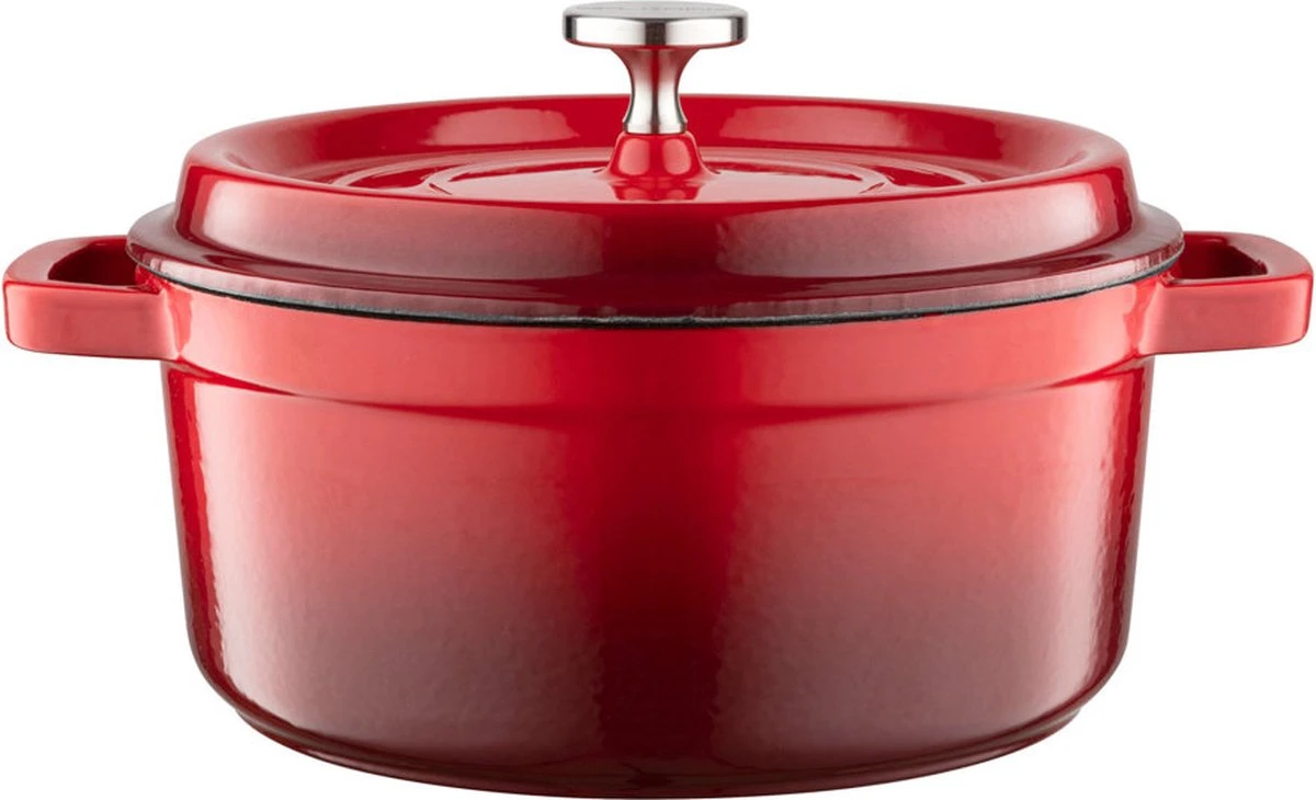 Cocotte Florina Professionnelle En Fonte émaillée Ø 24 Cm 3,5L Rouge Cerise - Tous Feux Pour Induction - Cocotte - Poids 5,3 Kg 8 Cocotte Florina Professionnelle En Fonte émaillée Ø 24 Cm 3,5L Rouge Cerise - Tous Feux Pour Induction - Cocotte - Poids 5,3 Kg – Image 8
