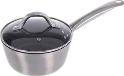 Casseroles Argent/ Noir Avec Couvercle En Verre 18 Cm - Ustensiles De Cuisine - Ustensiles De Cuisine - Cuisson - Casseroles Et Poêles - Casseroles / Casseroles - Casseroles En Aluminium