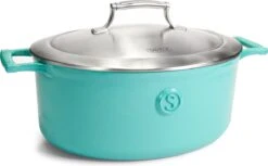 Saveur Selects Série Voyage - Cocotte Ovale En Fonte - 30cm - Avec Couvercle Léger Double Paroi - Blauw Saveur - Convient Pour L'Induction - Sans PFAS