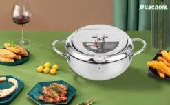 Friteuse En Acier Inoxydable Avec Thermomètre - 3,2 L - Égouttoir à Huile Et Couvercle - Friteuse De Style Japonais - Friteuse Tempura Pour Tempura - Frites - Steak De Poulet -Cuisine Fournitures Magasin 1200x742 5