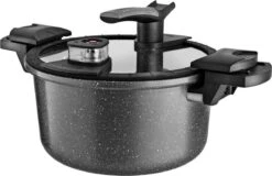 Autocuiseur Professionnel Florina Deli Cook - Autocuiseur - 24 Cm 4,2 Litres - Aspect Pierre - Anthracite - Casserole Sous Vide - Vanne Brevetée