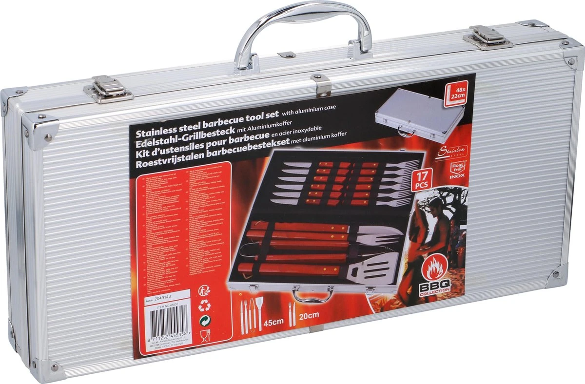 Collection BBQ Couverts De Barbecue En Acier Inoxydable Dans Un Coffret En Aluminium 12 Collection BBQ Couverts De Barbecue En Acier Inoxydable Dans Un Coffret En Aluminium – Image 12