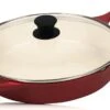 Mahlzeit Poêle En Fonte Avec Couvercle émaillé, Ø 29,5 Cm, Dark Cherry, Cocotte à Deux Becs, Couvercle De Poêle à Griller, Poêle Universelle, Poêle En Fonte, Cocotte Avec Couvercle, Rebord Haut, Casseroles