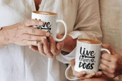 Tasse En Céramique Live Love Dogs, Tasse à Café Pour Les Amoureux Des Chiens, Un Cadeau Uniek Pour Vos Proches, Cadeau De Propriétaire De Chien Mignon, D015-194W, 11 Oz,