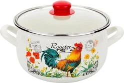 Grille De Coq Rétro Emalia Ensemble De Casseroles Vintage émaillées 8 Pièces 2,2L, 3,0L, 4,2L, 5,3L Crème / Rouge - Convient à Toutes Les Sources De Chaleur - Émail - Modèle Rétro -Cuisine Fournitures Magasin 1200x800 75