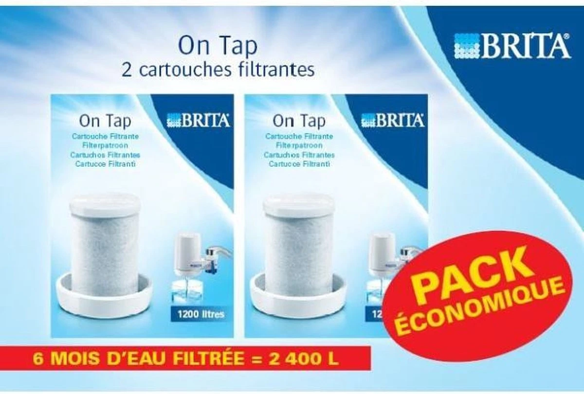 BRITA Lot De 2 Cartouches Filtrantes Pour Filtre Sur Robinet On Tap 1 BRITA Lot De 2 Cartouches Filtrantes Pour Filtre Sur Robinet On Tap
