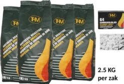 4 X Briquettes De Charbon De 2,5 KG Avec Allume-feu 64 Pièces - Barbecue - BBQ - 4 Pièces - Total 10 KG