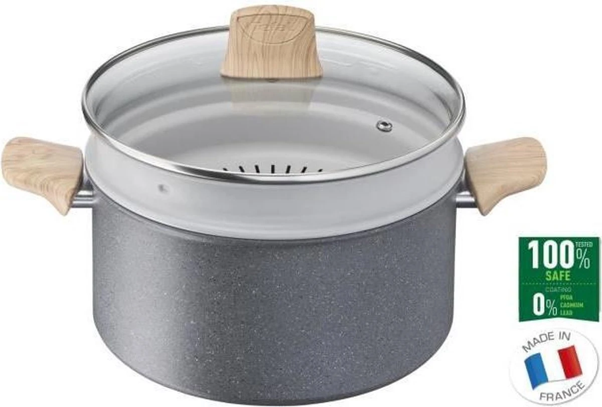 TEFAL G2669002 Cocotte NATURAL FORCE 24 Cm + Panier Vapeur + Couvercle, Mineralia + Revêtement Anti-adhérent, Tous Feux Y Compris Induction 1 TEFAL G2669002 Cocotte NATURAL FORCE 24 Cm + Panier Vapeur + Couvercle, Mineralia + Revêtement Anti-adhérent, Tous Feux Y Compris Induction