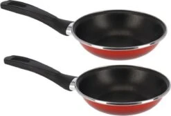 Set De 2x Pièces Poêle à Frire Professionnelle En Aluminium Rouge Merida Avec Revêtement Antiadhésif 18 Cm - Poêles à Sauteuses