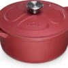 Cocotte En Fonte Navaris Avec Couvercle - Faitout - Poêle émaillée - Convient Pour La Cuisson à Induction, Gaz Et Vitrocéramique - Rouge Mat