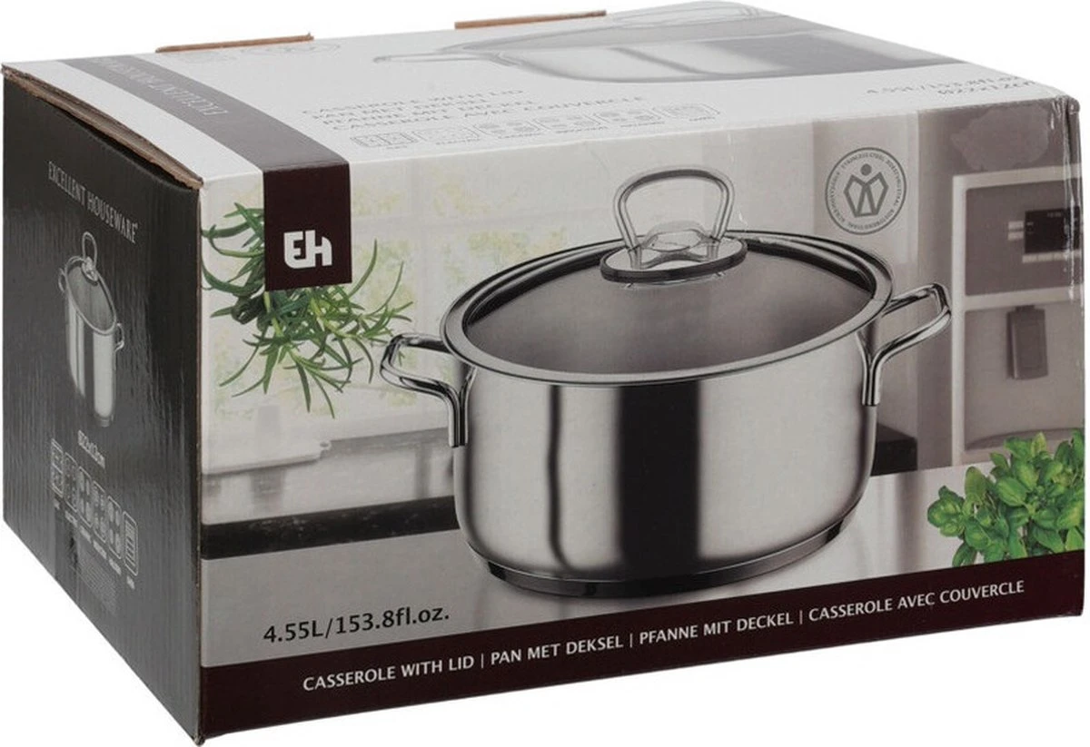 Excellent Houseware Ensemble De Casseroles De Cuisson - 2x - Couvercle En Verre - Acier Inoxydable - 3 Et 4 Litres 2 Excellent Houseware Ensemble De Casseroles De Cuisson - 2x - Couvercle En Verre - Acier Inoxydable - 3 Et 4 Litres – Image 2