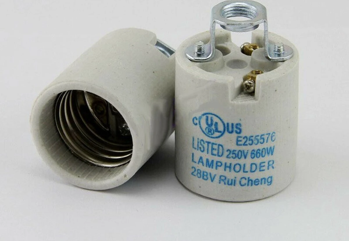 Vintage Industrial E27 Edison Vis Ampoule Céramique Porcelaine Titulaire Socket Lampe Titulaire 2 Vintage Industrial E27 Edison Vis Ampoule Céramique Porcelaine Titulaire Socket Lampe Titulaire – Image 2