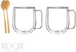 Kookpro Altom Andrea - Set De 2 Verres Luxe Double Paroi 300ML + Cuillères - Verres à Café - Verres à Thee - Verres à Café Double Paroi - Glas Borosilicate -Cuisine Fournitures Magasin 1200x829 4