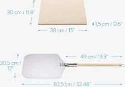 Navaris XL Pour Four Et Barbecue - Plaque à Pizza Rectangulaire 38 X 30 Cm - Y Compris Pelle à Pizza Avec Manche Extra-long - Céramique émaillée -Cuisine Fournitures Magasin 1200x834 3