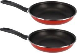 Set De 2x Pièces Poêle à Frire Professionnelle En Aluminium Rouge Merida Avec Revêtement Antiadhésif 28 Cm - Poêles à Sauteuses