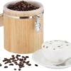 Boîte à Café Relaxdays Bambou - Boîte De Rangement - Hermétique - Fermeture à Clip - Avec Couvercle