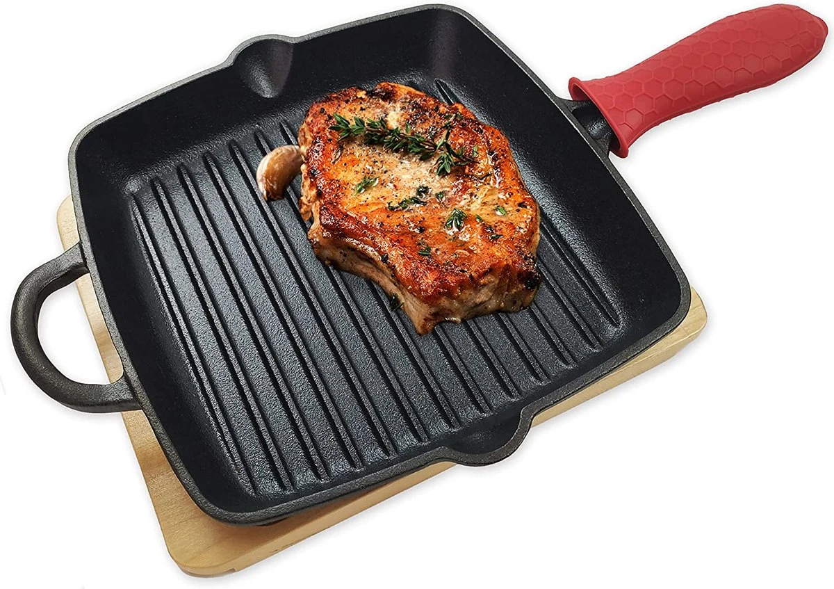 Poêle à Griller En Fonte Avec Protège Plat Et Manche Diamètre 31 Cm 1 Poêle à Griller En Fonte Avec Protège Plat Et Manche Diamètre 31 Cm