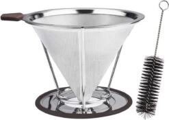Filtre à Café Professionnel En Acier Inoxydable - Réutilisable - Avec Brosse - Sans Papier - Eco Friendly - Filtre à Café Pour Faire Du Café - Filtre Permanent - Restaurant / Café