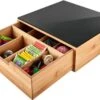 Boîte De Rangement Pour Café Et Thé - Bambou - 30x30x10 Cm Der Dolce Gusto - Nespresso - Capsules Dolce Gusto - Tasses à Café - Porte-gobelet Pour Cafetière En Bamboe