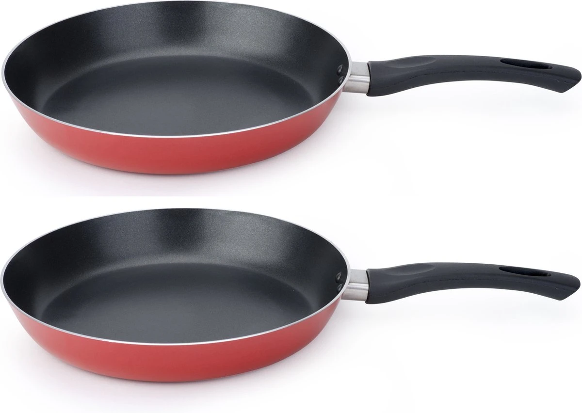Set De 2x Pièces Poêle à Frire Professionnelle En Aluminium Rouge Avec Revêtement Antiadhésif 28 Cm - Poêles à Sauteuses 1 Set De 2x Pièces Poêle à Frire Professionnelle En Aluminium Rouge Avec Revêtement Antiadhésif 28 Cm - Poêles à Sauteuses