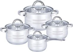 Altom Design Remo Set De Casseroles 8 Pièces Avec Cocotte - Casserole - Inox - 8 Pièces - Ø 14/16/18/22 Cm - Convient à Tous Feux - Argent -Cuisine Fournitures Magasin 1200x859