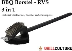 GrillCulture® Brosse Barbecue 3 En 1 Avec Grattoir - Brosse Pour Gril - Brosse De Nettoyage - Grattoir Et Nettoyant Pour Barbecue - Accessoires Pour Barbecue - Barbecue