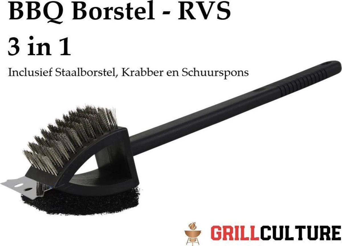 GrillCulture® Brosse Barbecue 3 En 1 Avec Grattoir - Brosse Pour Gril - Brosse De Nettoyage - Grattoir Et Nettoyant Pour Barbecue - Accessoires Pour Barbecue - Barbecue 1 GrillCulture® Brosse Barbecue 3 En 1 Avec Grattoir - Brosse Pour Gril - Brosse De Nettoyage - Grattoir Et Nettoyant Pour Barbecue - Accessoires Pour Barbecue - Barbecue
