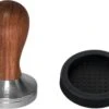 Expresso écarlate | Tamper "Classic" Pour Barista; Avec Poignée Ergonomique En Bois Précieux Et Base En Acier Inoxydable De Précision. Palissandre + Planche De Coffre 58 Mm