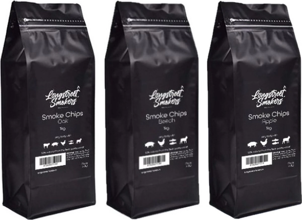 Longstreet Smokers - Copeaux De Fumée - Trio De Copeaux Beuk, Chêne Et Pomme 1 Longstreet Smokers - Copeaux De Fumée - Trio De Copeaux Beuk, Chêne Et Pomme