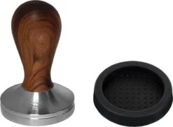 Expresso écarlate | Tamper "Classic" Pour Barista; Avec Poignée Ergonomique En Bois Précieux Et Base En Acier Inoxydable De Précision. Bois De Santal Rouge + Planche De Coffre 41 Mm