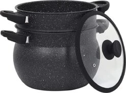 Royalty Line Couscous Pan - Cuiseur Vapeur - 9 Litres - Pour Tous Feux - Couscoussier Avec Poignées Froides - Aluminium - Cuiseur Vapeur Riz Et Légumes Avec Couvercle En Verres - Zwart -Cuisine Fournitures Magasin 1200x888 2