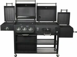 Barbecue Combiné El Fuego Arizona - Barbecue - Bbq - Zwart - Grille De Cuisson En Fonte Et Acier Chromé - 83 Kg - Dimensions Environ 203 X 127 X 60 Cm -Cuisine Fournitures Magasin 1200x893