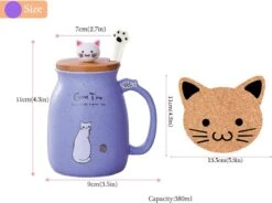 Mug Chat Mignon Tasse à Café En Céramique Avec Kitty Couvercle De Chaton Cuillère En Acier Inoxydable, Nouveauté Matin Tasse Thé Lait Tasse De Noël Cadeau 380 Ml (violet) -Cuisine Fournitures Magasin 1200x895 10
