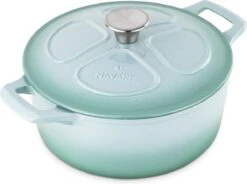 Cocotte En Fonte Navaris Avec Couvercle - Cocotte - Convient Pour La Cuisson à Induction, Gaz Et Vitrocéramique - Passe Au Four Jusqu'à 260 °C - Vert Menthe