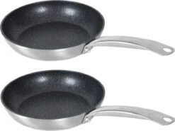 Set De 2x Pièces Petites Poêles Professionnelles En Aluminium Rila Avec Revêtement Antiadhésif 22 Cm - Poêles à Sauteuses