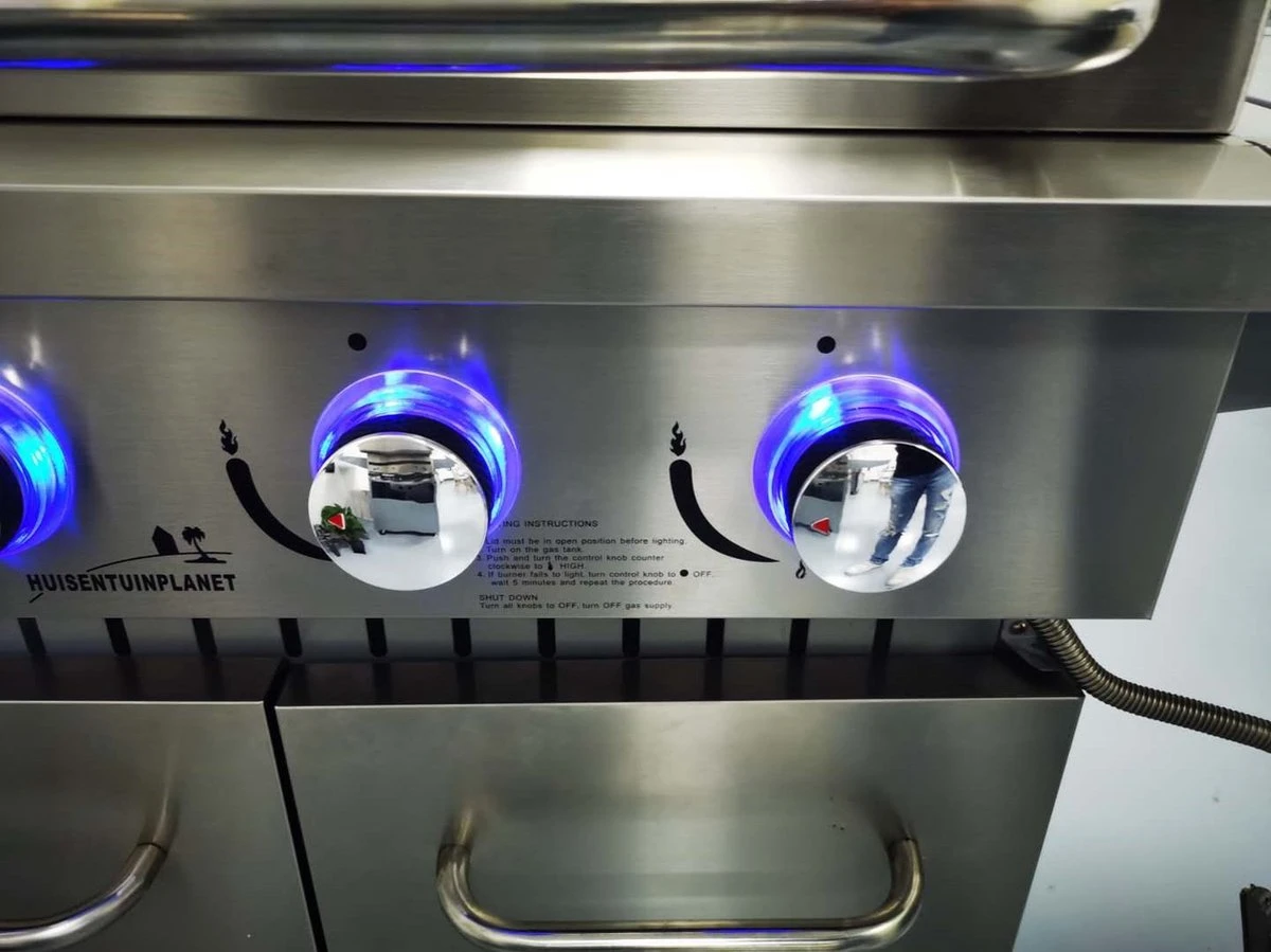 Paralux Barbecue à Gaz Cuisine D'Extérieur - 4 Brûleurs - Incl. Brûleur Latéral - Évier + Robinet - Grille En Fonte - Eclairage LED 4 Paralux Barbecue à Gaz Cuisine D'Extérieur - 4 Brûleurs - Incl. Brûleur Latéral - Évier + Robinet - Grille En Fonte - Eclairage LED – Image 4