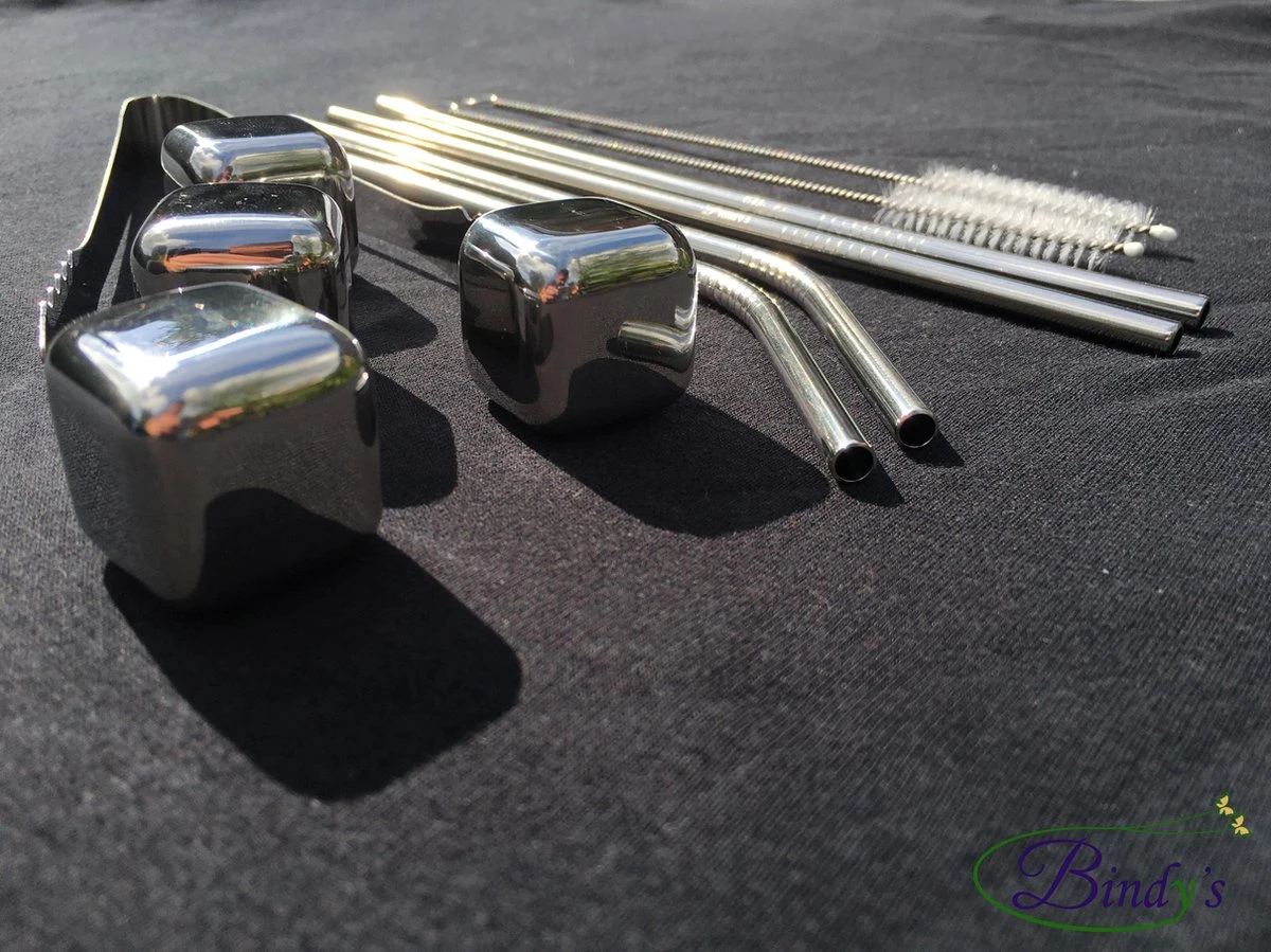 Pierres à Whisky Avec Pailles En Acier Inoxydable - Glaçons Réutilisables - Coffret Cadeau Durable - Pierres à Whisky - Avec Sac De Rangement Et Plateau De Rangement 2 Pierres à Whisky Avec Pailles En Acier Inoxydable - Glaçons Réutilisables - Coffret Cadeau Durable - Pierres à Whisky - Avec Sac De Rangement Et Plateau De Rangement – Image 2