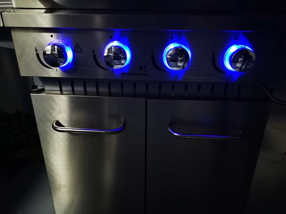 Paralux Barbecue à Gaz Cuisine D'Extérieur - 4 Brûleurs - Incl. Brûleur Latéral - Évier + Robinet - Grille En Fonte - Eclairage LED 5 Paralux Barbecue à Gaz Cuisine D'Extérieur - 4 Brûleurs - Incl. Brûleur Latéral - Évier + Robinet - Grille En Fonte - Eclairage LED – Image 5