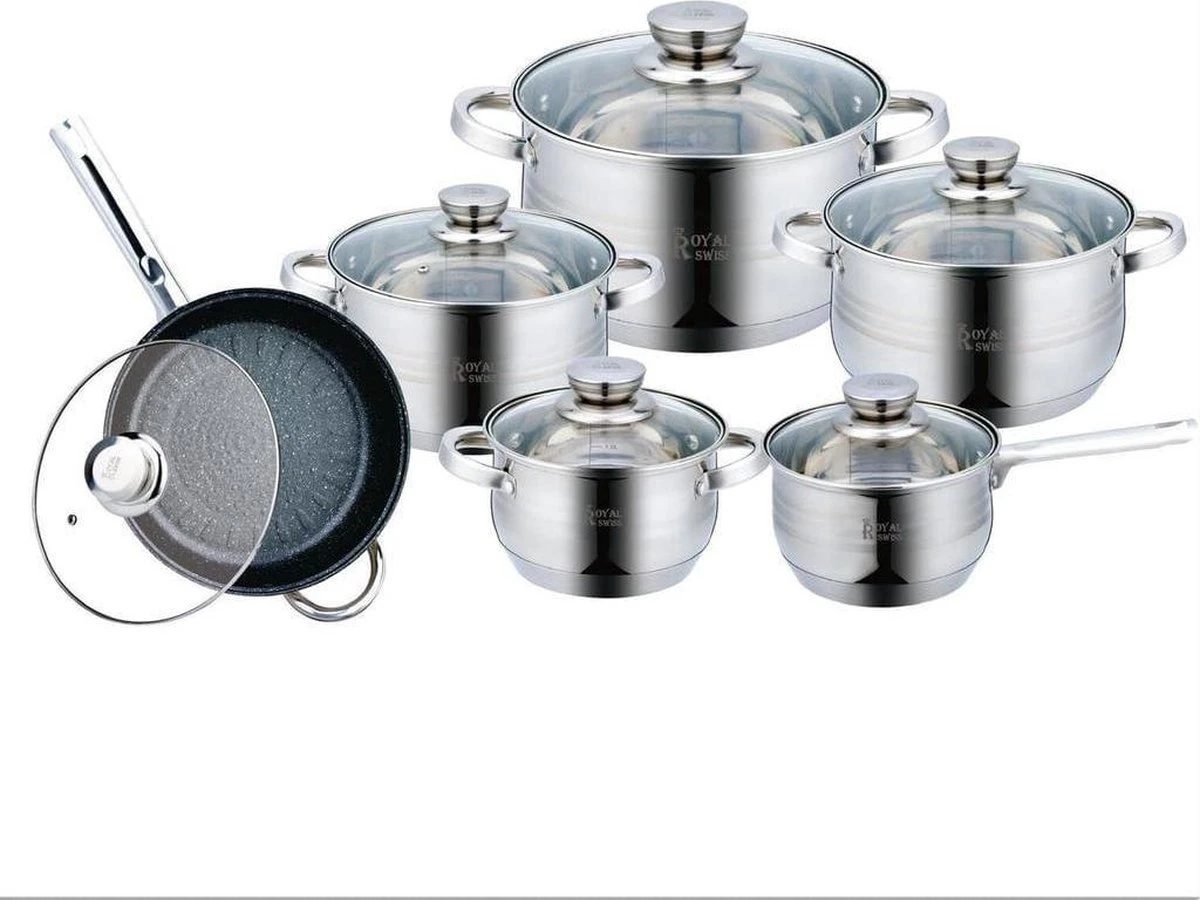 Batterie De Cuisine Royal Swiss 12 Pièces En Acier Inoxydable Avec Une Qualité De Fonction Spéciale Adaptée à Tous Les Incendies 2 Batterie De Cuisine Royal Swiss 12 Pièces En Acier Inoxydable Avec Une Qualité De Fonction Spéciale Adaptée à Tous Les Incendies – Image 2