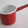 Casserole En émail Avec Indication De La Taille Et Bec Verseur - Ø 12 Cm - 1 Litre - Rouge Moucheté